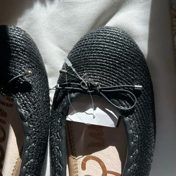 Sam Edelman Black Quilted Ballet Flats with Bow Detail - Picture 2 of 4